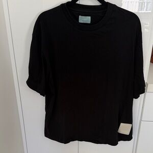 Bally Black Crewneck Tee with Cream Patch